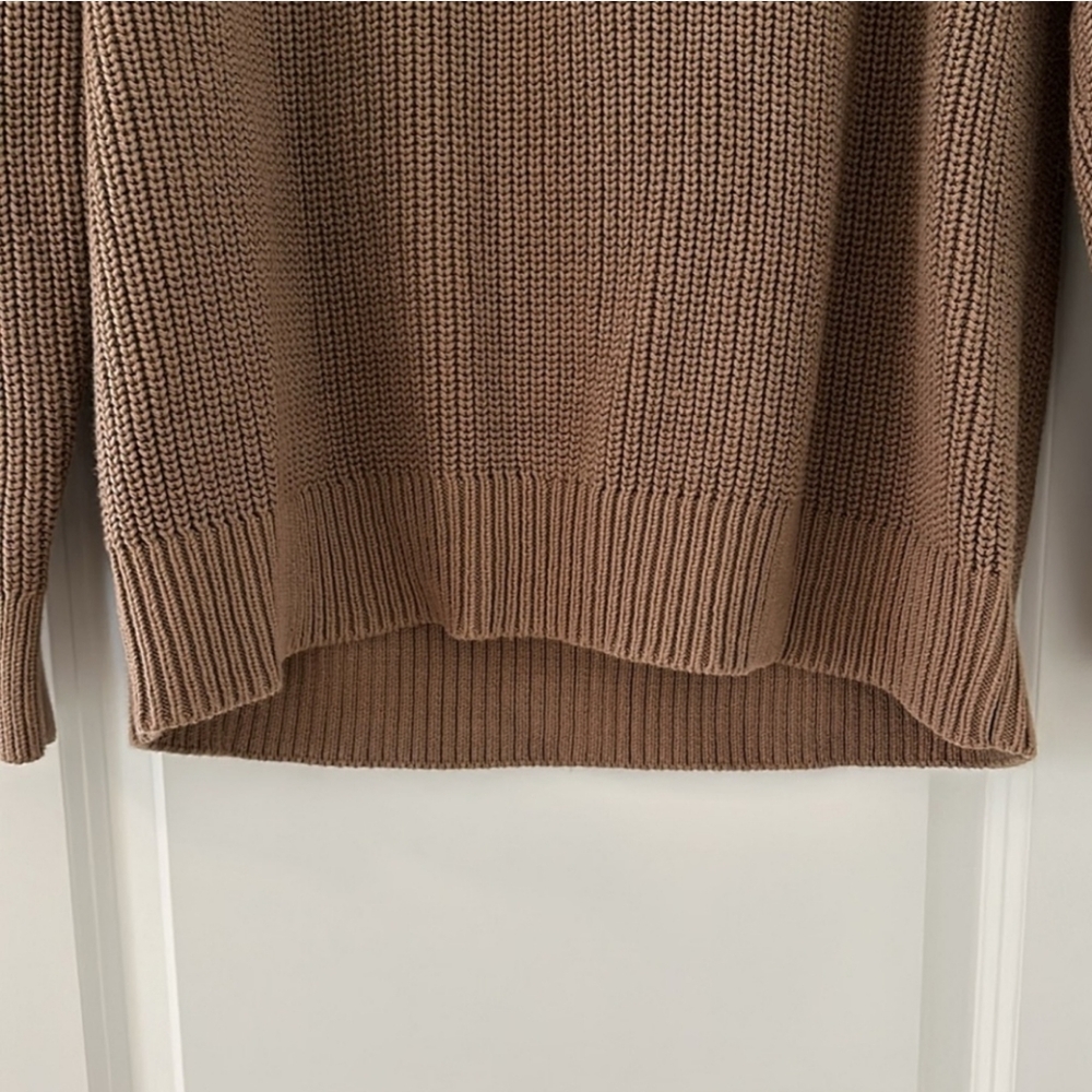 Jenni Kayne Oversized Cotton Fisherman Sweater Beachwood Tan Brown XXS/XS EUC! - Picture 7 of 9